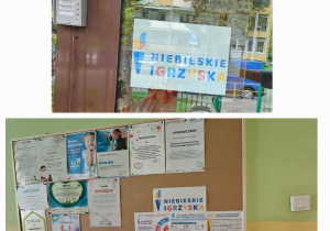 informacje o NiebieskichIgrzyskach przywieszone na tablicy w przedszkolu