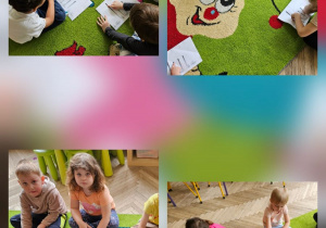 Dzieci piszą palcami po śladach