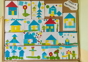 prace plastyczne przedstawiające obrazy z figur geometrycznych