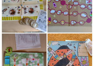 kolaż z czterema grami planszowymi