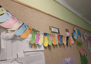 rozwieszone prace skarpetek