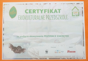 Certyfikat dla przedszkola