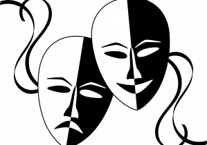 Grafika przedstawiająca maski teatralne